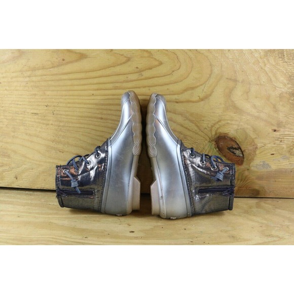 Sperry Boots Womens Duck Boots Saltwater 6M Blue Silver Shoes - Picture 5 of 7